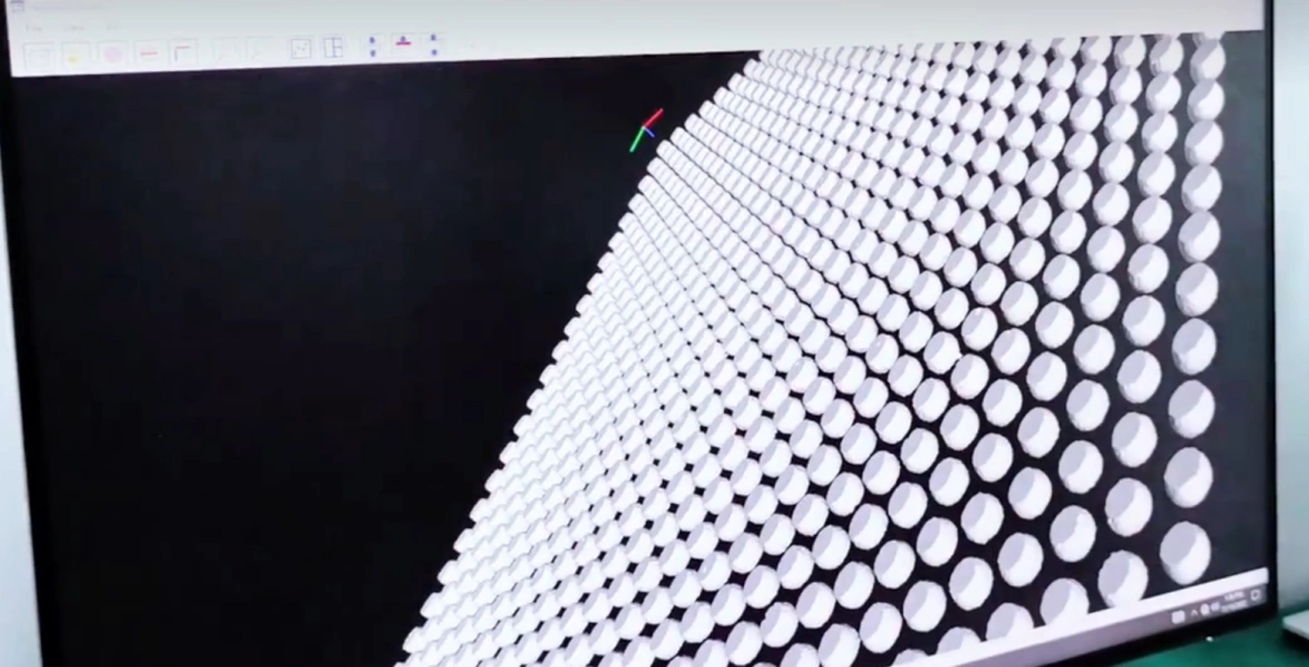 X-ray inspection image showing a ball-grid-array solder ball pattern