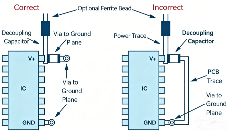 Place decoupling capacitor
