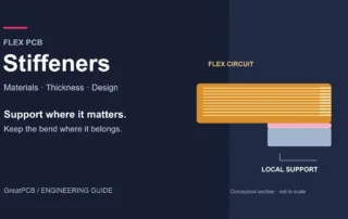 Conceptual flexible circuit with a locally bonded stiffener; materials, thickness and design guide