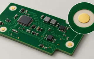 Original technical illustration of PCB fiducial targets and their solder mask openings